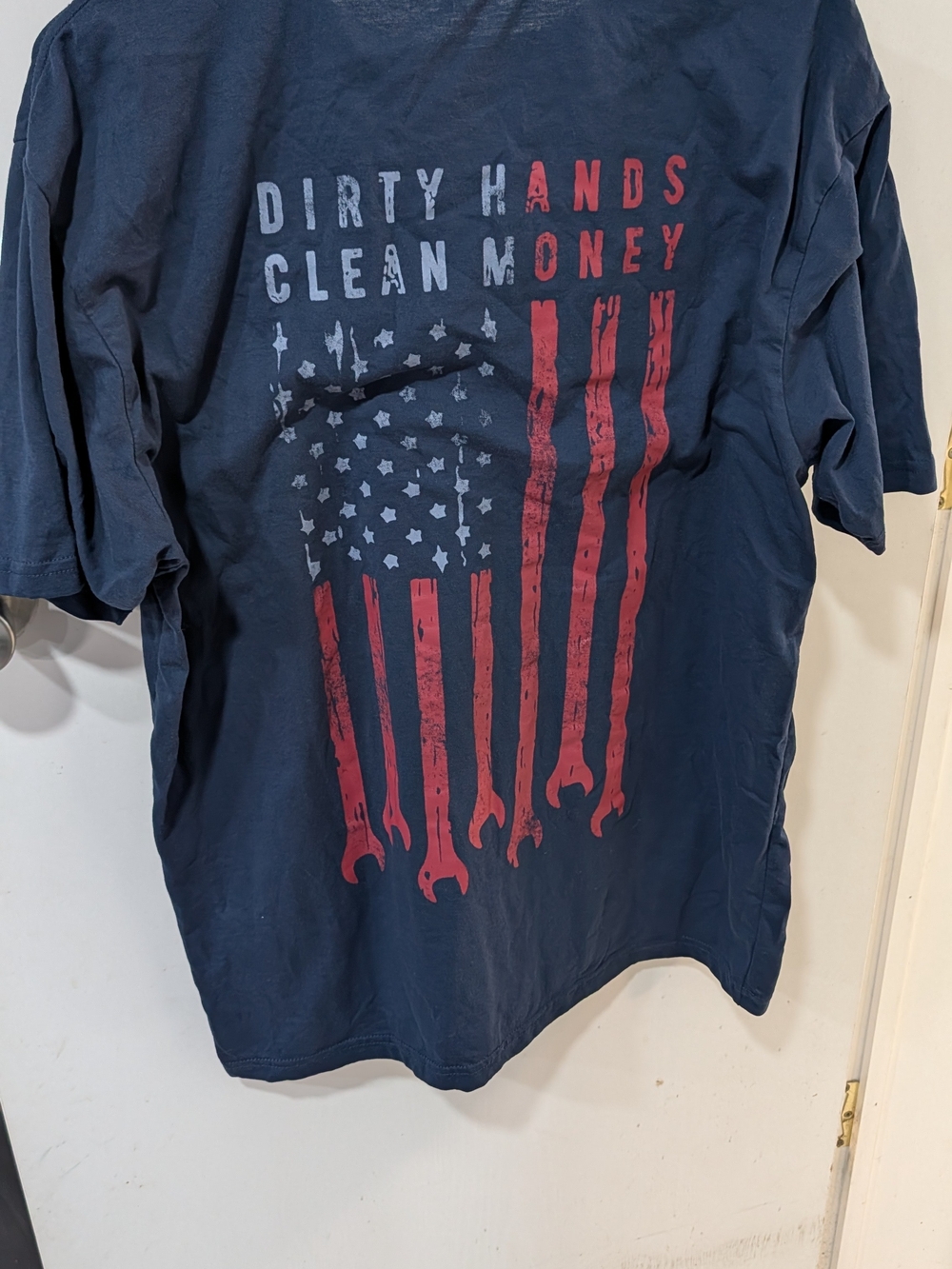 Men's Navy Short-Sleeve Graphic Tee - Dirty Hands Clean Money